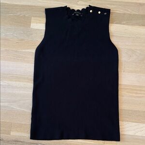 Ann Taylor Black Scalloped Tank Top